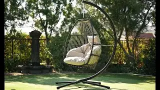 Barton: Premium Outdoor Hanging Chair Swing Chair Patio Egg Chair Large Cushion, 93904