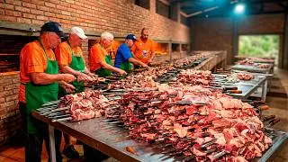 Churrasco de carnes marinadas: cortes bovinos, su&iacute;nos e frango na salmoura com temperos
