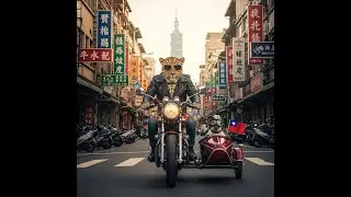 kling 2 6 pro text to video fal b 騎機車的豹，乘坐機車的貓必須在台灣境內