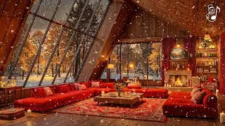 Soothing Winter Ambience 🎄Instrumental Winter Music With Fireplace & Relaxing Piano Music