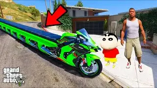Franklin & Shinchan Make WORLD Longest Kawasaki Ninja Bike in Los Santos! 🤩😱 In GTA 5 In Telugu