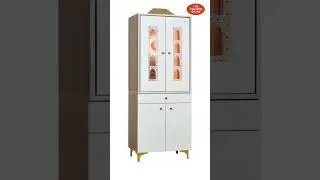 Wooden Mandir Dual Color White & Teak | 5 &times; 2 Feet | Pocket Doors | LED Lighting | Large Storage