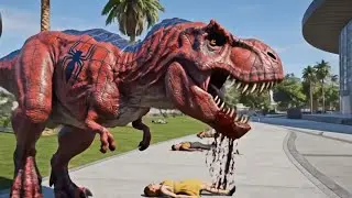 All Dinosaurs Fighting T-Rex vs Distortus Rex - Dinosaur Battle in Jurassic World Evolution