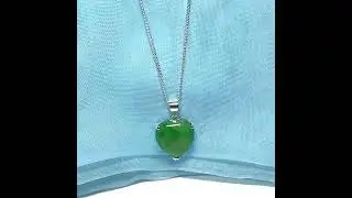 A real jade necklace heart shaped sterling silver love green pendant
