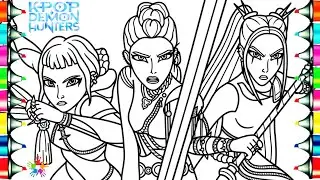 KPop Demon Hunters Coloring Pages / How to Color Rumi Mira Zoey / Huntrix