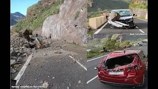 Canarias Kanaren Teneriffa aktuell 24.01.2026 Gef&auml;hrliche Stra&szlig;e nach Felssturz-Unfall gesperrt