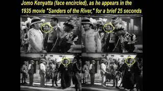 Collage with images of the brief appearance of Jomo Kenyatta in the 1935 film 