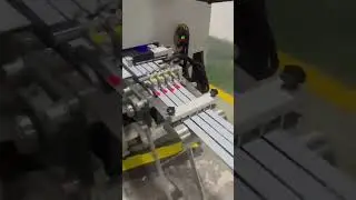 Edge banding digital printing machine connected production in the workshop.