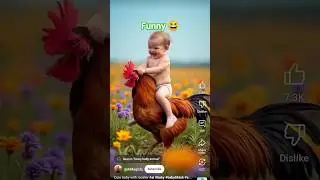 Cute baby with rooster #ai #baby #trending