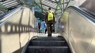 Nürnberg, Germany. 2x KONE escalator ride outside Hauptbahnhof to its Stadtbahn Station