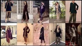 So beautiful  party wear valvet and brocade combination dresses ideas2026