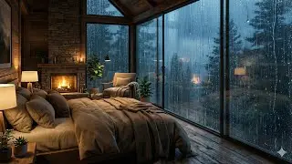 Endless Night Rain + Fireplace Ambience for Deep Sleep