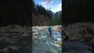 Girl crosses a river while hiking! #hiking #naturelovers