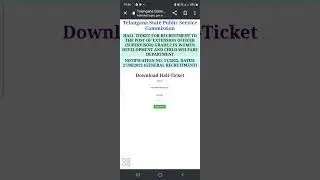HALL TICKET FOR RECRUITMENT TO THE POST OF EXTENSION OFFICER (SUPERVISOR) TSPSC