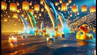 Exploring the Lantern Festival at the Beach with a Cute Duck! Song For Chilren.