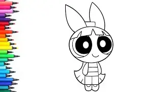 Bubbles from Powerpuff Girls cartoon Drawing, Painting & Colouring for Kids and Toddlers_ Kids Art 