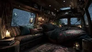 Blizzard Wind and Heavy Snow Outside Cozy Van | Peaceful Sleep Sounds for Night Time Rest