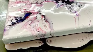 Acrylic pour with airbrush & hairdryer, Acrylic pour painting easy, Acrylic abstract painting, ASMR