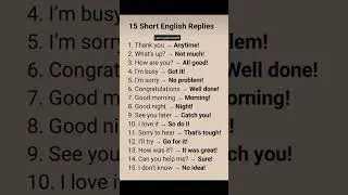 15 Short English Replies You Must Know 💬 | Speak Smart English | LearningSphereWorld