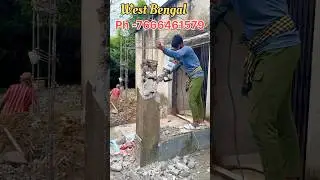 How to Break Building Pillar with Breaker Machine | RCC Concrete Demolition #workout #shorts