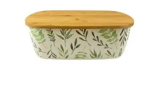 Natural bamboo fiber multipurpose food loaf container bread bin box bamboo reversible