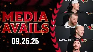 Claude Giroux, Lars Eller, Thomas Chabot, Jordan Spence, Travis Green Media Availability