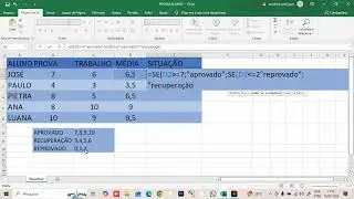 Função SE no Excel com 3 Argumentos