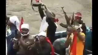 Niger Delta Avengers From Ijaw nation Showing off their fire power, and battle ready Speed Boats