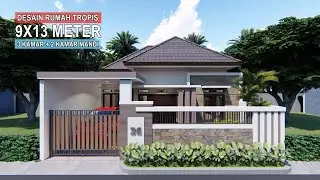 DESAIN RUMAH 9X13 METER 3 KAMAR TIDUR DAN 2 KAMAR MANDI