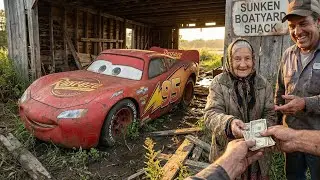 POV ASMR Car Restoration  2006 Lightning McQueen Neglected in Sunken Boatyard Shack  Bought for $275