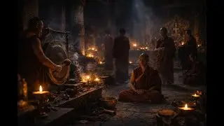 Tibetan Monk Rituals Meditation • Singing Bowls, Ritual Bells & Sacred Night Ambience (No Vocals)
