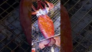 Unbelievable Giant Squid on the Grill! 🦑🔥 #streetcooking