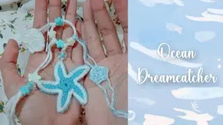 crochet ocean dreamcatcher keychain