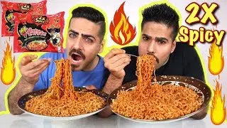 تحدي احر واخطر اندومي بالعالم الاندومي الكوري NUCLEAR FIRE NOODLE CHALLENGE 2X