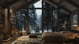 Light Snowstorm and Crackling Fire with Candles | With Winter Wonderland View - Sleep, Relax, Study