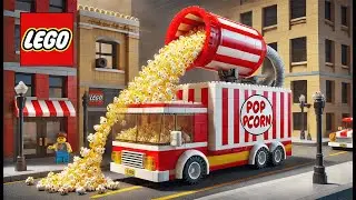 LEGO Popcorn Car with a Butter Sprayer vs Sliding Delivery!