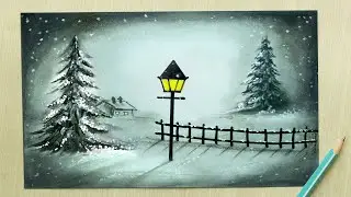 Winter Snowfall Scenery Landscape Drawing