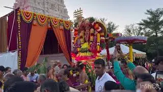 Day 2 of Brahmotsavam in Hindu Temple of Saint Louis.Kids feeding cows. Yagashala homam.