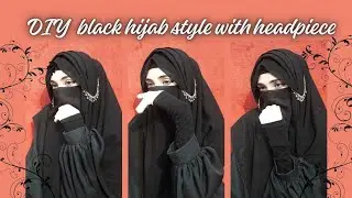 DIY black hijab style with headpiece || hijab tutorial by Hannah shah