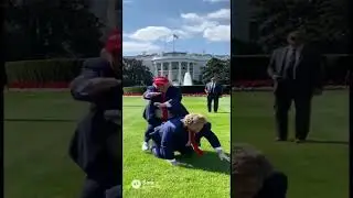 Trump rides JD on White House lawn #ai #funny #trump #jdvance #whitehouse