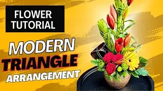 How to create a modern triangular flower arrangement #tipsandtricks # floral arranging#howtoarrange