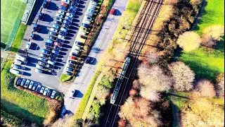 Serene Tram Ride Blended with City Skyline taken with Dji mini 5 pro