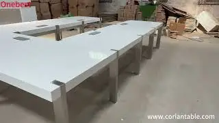 Artificial Stone Conference Table Top Modern Corian Boardroom Furniture Desk.