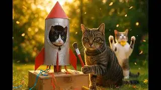 Big Brother Cats Build a Rocket So Kitten Can Visit the Moon 🚀🌕🐾