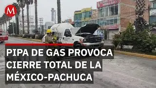 Cierre de la M&eacute;xico-Pachuca por fuga de gas tras choque de pipa
