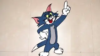 Freehand Tom Cat Rangoli ✨