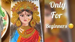 Ma Durga Painting Tutorial 😀 || Step-by-Step Painting Tutorial for Beginners || #art #youtube 