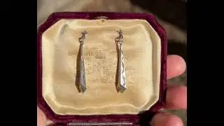 Vintage Silver Fleur De Lis Post Engraved Drop Earrings