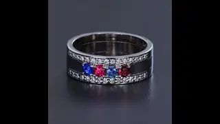 4 Birthstones Mothers Ring Flanked with Fine Diamond* Christopher Michael Design