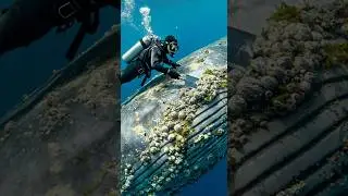 Rescue helicopter saving a whale from heavy barnacles  #WhaleRescue #OceanHelp #BarnacleRemoval